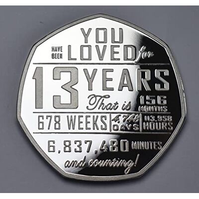 The Commemorative Coin Company 13th Birthday Silver Commemorative. 13 Years 'And Counting' Gift/Present Congratulations/Party/Celebration/Ideas Son/Daughter/Grandson/Granddaughter The Commemorative Coin Company 13th Birthday Silver Commemorative. 13 Years 'And Counting' Gift/Present Congratulations/Party/Celebration/Ideas Son/Daughter/Grandson/Granddaughter