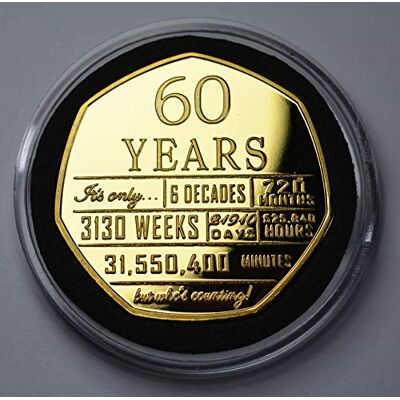 The Commemorative Coin Company 60th Birthday 24ct Gold Commemorative in Capsule. Unique Gift/Present Party/Celebration Ideas 60 Sixty Years Sixtieth The Commemorative Coin Company 60th Birthday 24ct Gold Commemorative in Capsule. Unique Gift/Present Party/Celebration Ideas 60 Sixty Years Sixtieth