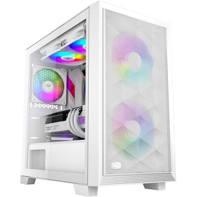 PCCOOLER C3D310 PC Case, M-ATX Gaming PC Case, Pre-installed 2 x 120mm PWM ARGB Fans, Tempered Glass Side Panel, MATX/ITX High Airflow Case, 240MM Radiator&350mm GPU Support, White PCCOOLER C3D310 PC Case, M-ATX Gaming PC Case, Pre-installed 2 x 120mm PWM ARGB Fans, Tempered Glass Side Panel, MATX/ITX High Airflow Case, 240MM Radiator&350mm GPU Support, White