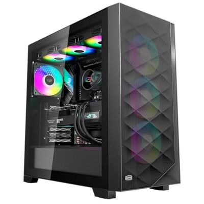 PCCOOLER C3D510 PC Case, Mid Tower Gaming PC Case, Pre-installed 3 x 120mm PWM ARGB Fans, Tempered Glass Side Panel, E-ATX/ATX/MATX/ITX High Airflow Case, 360mm Radiator&390mm GPU Support, Black PCCOOLER C3D510 PC Case, Mid Tower Gaming PC Case, Pre-installed 3 x 120mm PWM ARGB Fans, Tempered Glass Side Panel, E-ATX/ATX/MATX/ITX High Airflow Case, 360mm Radiator&390mm GPU Support, Black