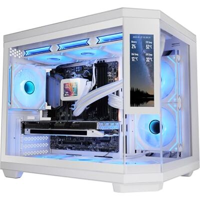 Mars Gaming MC-3TCORELCDM Micro-ATX Gaming Case, Customizable 7.2” IPS Screen, Triple Tempered Glass, Dual Side Chamber Structure, Liquid Cooling Support up to 360mm, White Mars Gaming MC-3TCORELCDM Micro-ATX Gaming Case, Customizable 7.2” IPS Screen, Triple Tempered Glass, Dual Side Chamber Structure, Liquid Cooling Support up to 360mm, White
