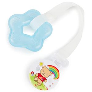 Bieco 11000692 Cooling Teething Ring Star with Attachment Clip Teddy Teething Ring with Cooling Function as Soothing Teeth Aid for Babies and Toddlers from 3M+, Blue, 30 g