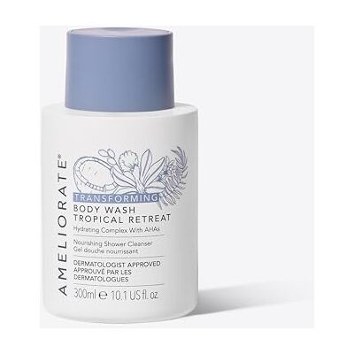 AMELIORATE Transforming Body Wash Tropical Retreat 300ml for Keratosis Pilaris (KP) & Dry Skin with AHAs + Omega Oils Bergamot, Coconut & Vanilla Dermatologically Approved + Clinically Proven AMELIORATE Transforming Body Wash Tropical Retreat 300ml for Keratosis Pilaris (KP) & Dry Skin with AHAs + Omega Oils Bergamot, Coconut & Vanilla Dermatologically Approved + Clinically Proven