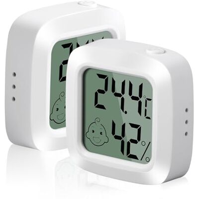 Vinabo Pack of 2 Room Thermometers, Thermometers, Thermo-Hygrometer with High Accuracy, Digital Hygrometer Indoor, Mini Digital Temperature Meter, Moisture Meter, for Baby Room, Living Room, Office Vinabo Pack of 2 Room Thermometers, Thermometers, Thermo-Hygrometer with High Accuracy, Digital Hygrometer Indoor, Mini Digital Temperature Meter, Moisture Meter, for Baby Room, Living Room, Office