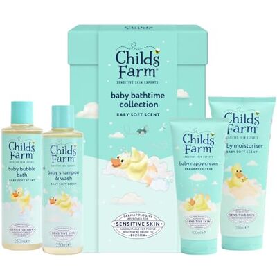 Childs Farm Baby Collection Gift New Baby Gift, Baby Bubble Bath (250ml), Shampoo & Body Wash (250ml), Moisturiser (200ml) & Nappy Cream (100ml) Suitable for Newborns with Sensitive Skin Childs Farm Baby Collection Gift New Baby Gift, Baby Bubble Bath (250ml), Shampoo & Body Wash (250ml), Moisturiser (200ml) & Nappy Cream (100ml) Suitable for Newborns with Sensitive Skin