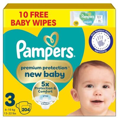 Pampers New Baby Nappies Size 3 + Wipes Pampers New Baby Nappies Size 3 + Wipes