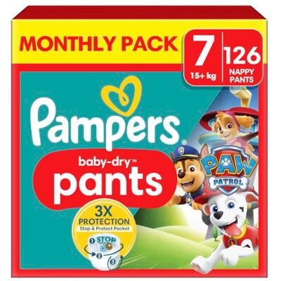 Pampers Baby-Dry Paw Patrol Nappy Pants, Size 7 Pampers Baby-Dry Paw Patrol Nappy Pants, Size 7