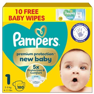 Pampers New Baby Nappies Size 1 + Wipes Pampers New Baby Nappies Size 1 + Wipes