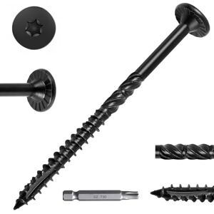 FMhotu 4-1/2 Inch Heavy-Duty Outdoor Deck Screws, Star Drive Decking Wood Screws, Rust Resistant Timber Screws for Timber/Log/Landscaping Wood (50 Count, Black) FMhotu 4-1/2 Inch Heavy-Duty Outdoor Deck Screws, Star Drive Decking Wood Screws, Rust Resistant Timber Screws for Timber/Log/Landscaping Wood (50 Count, Black)