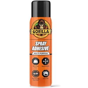 GORILLA Heavy Duty Spray Adhesive, 400ml – Fast Drying, High Strength Mist Spray that Dries Clear Permanently Bonds Wood, Metal, Fabric, Glass, Leather, Stone, Ceramics & More GORILLA Heavy Duty Spray Adhesive, 400ml – Fast Drying, High Strength Mist Spray that Dries Clear Permanently Bonds Wood, Metal, Fabric, Glass, Leather, Stone, Ceramics & More