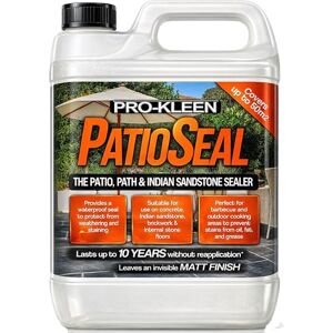 Pro-Kleen PatioSeal Matt Patio Sealer/Sealant for Indian Sandstone, Indoor/Outdoor Hard Floor Lasts up to 10 Years (5 Litres) (Package may vary) Pro-Kleen PatioSeal Matt Patio Sealer/Sealant for Indian Sandstone, Indoor/Outdoor Hard Floor Lasts up to 10 Years (5 Litres) (Package may vary)