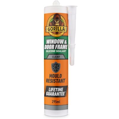 GORILLA Window & Door Clear Silicone Sealant, 295ml – Mould Resistant, 100% Waterproof Sealant, Rain Ready in 30 Minutes, Shrink & Crack Proof Sealant Use on Window Frames, Doors & More GORILLA Window & Door Clear Silicone Sealant, 295ml – Mould Resistant, 100% Waterproof Sealant, Rain Ready in 30 Minutes, Shrink & Crack Proof Sealant Use on Window Frames, Doors & More