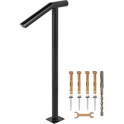 VEVOR Round Type Metal Handrail Step Handrail 2 Steps Handrails for Outdoor Steps Handrails 18L x 38H Inch Steps Stair Railing for Steps with One Bolt Down Post LTFS2BXYGLZHS0001 VEVOR Round Type Metal Handrail Step Handrail 2 Steps Handrails for Outdoor Steps Handrails 18L x 38H Inch Steps Stair Railing for Steps with One Bolt Down Post LTFS2BXYGLZHS0001