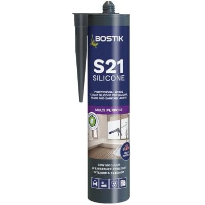 Bostik Pro-Sealant S21 Multi-Purpose Acetoxy Silicone Sealant, For Glazing, Frame and Sanitary Joints, Internal & External Use, Colour: Brown, 310ml Bostik Pro-Sealant S21 Multi-Purpose Acetoxy Silicone Sealant, For Glazing, Frame and Sanitary Joints, Internal & External Use, Colour: Brown, 310ml