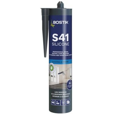 Bostik Pro-Sealant S41 Multi-Purpose Neutral Cure Silicone Sealant, For Window & Door Frame Joints, Internal & External Use, Colour: White, 310ml Bostik Pro-Sealant S41 Multi-Purpose Neutral Cure Silicone Sealant, For Window & Door Frame Joints, Internal & External Use, Colour: White, 310ml