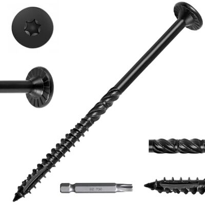 FMhotu 6 Inch Heavy-Duty Outdoor Deck Screws, 50Pcs Star Drive Decking Wood Screws, Rust Resistant Timber Screws for Timber/Log/Landscaping Wood (Black) FMhotu 6 Inch Heavy-Duty Outdoor Deck Screws, 50Pcs Star Drive Decking Wood Screws, Rust Resistant Timber Screws for Timber/Log/Landscaping Wood (Black)