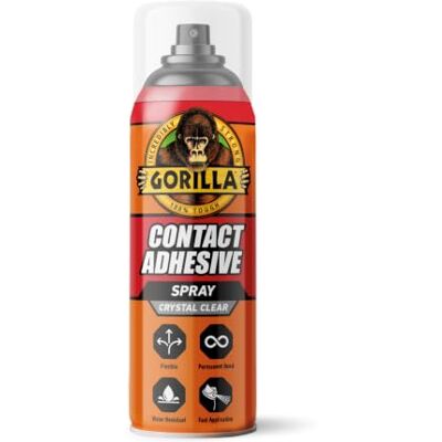 GORILLA Contact Adhesive Spray Crystal Clear 500ml GORILLA Contact Adhesive Spray Crystal Clear 500ml