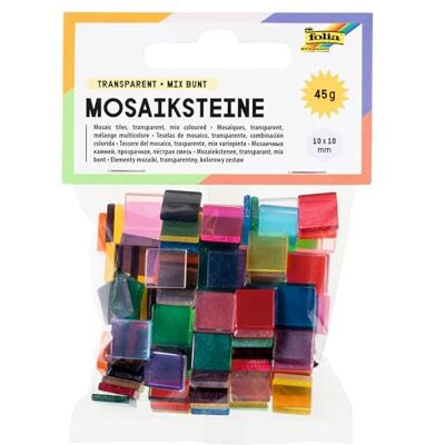 Folia 57209 Mosaic Tiles Transparent Made Resin 10 x 10 mm 190 Pieces Assorted in 20 Colours Smooth and Transparent Folia 57209 Mosaic Tiles Transparent Made Resin 10 x 10 mm 190 Pieces Assorted in 20 Colours Smooth and Transparent