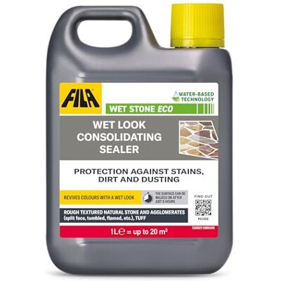 FILA Surface Care Solutions , WET STONE ECO, Waterproofing Sealant for Natural Stone, Wet Look Tile Sealant, Stainproof Patio Sealer Wet Look, Suitable as Indoor and Outdoor Sealant, Dustproof, 1L FILA Surface Care Solutions , WET STONE ECO, Waterproofing Sealant for Natural Stone, Wet Look Tile Sealant, Stainproof Patio Sealer Wet Look, Suitable as Indoor and Outdoor Sealant, Dustproof, 1L