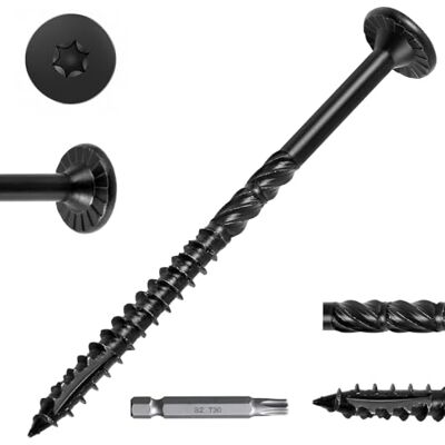 FMhotu 4-1/2 Inch Heavy-Duty Outdoor Deck Screws, Star Drive Decking Wood Screws, Rust Resistant Timber Screws for Timber/Log/Landscaping Wood (50 Count, Black) FMhotu 4-1/2 Inch Heavy-Duty Outdoor Deck Screws, Star Drive Decking Wood Screws, Rust Resistant Timber Screws for Timber/Log/Landscaping Wood (50 Count, Black)
