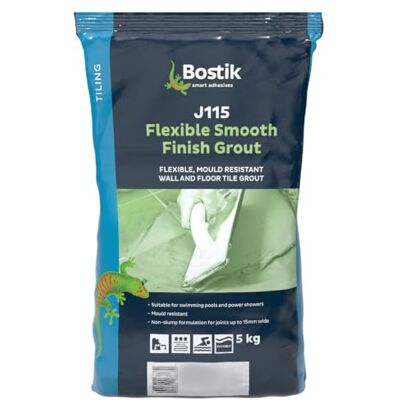Bostik J115 Flexible Smooth Finish Tile Grout Beige 5kg Mould-Resistant Waterproof Non-Slip Suitable for Walls & Floors Indoor/Outdoor Use Bostik J115 Flexible Smooth Finish Tile Grout Beige 5kg Mould-Resistant Waterproof Non-Slip Suitable for Walls & Floors Indoor/Outdoor Use