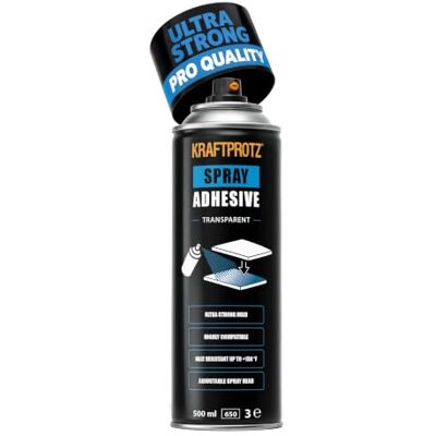 KRAFTPROTZ Spray Glue 500 ml Multi-Purpose Contact Adhesive Mount Sprayglue Foam for industrial adhesive with adjustable spray head, clear, heat resistant; foam, felt, leather, wood, DIY, acoustic panels KRAFTPROTZ Spray Glue 500 ml Multi-Purpose Contact Adhesive Mount Sprayglue Foam for industrial adhesive with adjustable spray head, clear, heat resistant; foam, felt, leather, wood, DIY, acoustic panels