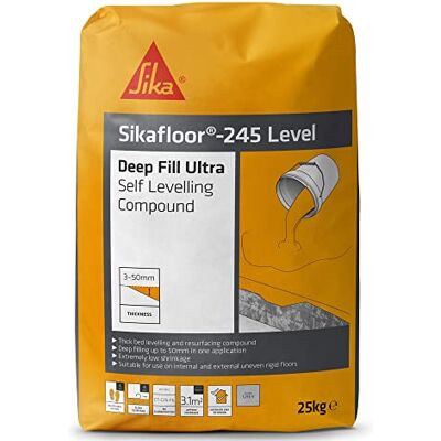 Sika floor 245 Level Deep Fill Ultra Self Levelling Compound – Low Shrinkage – Grey – 25 kg Sika floor 245 Level Deep Fill Ultra Self Levelling Compound – Low Shrinkage – Grey – 25 kg
