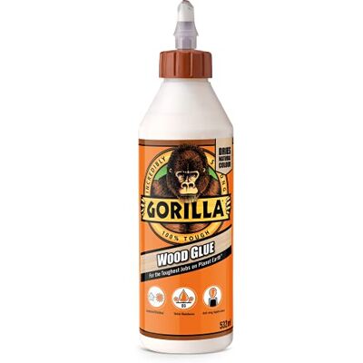 GORILLA Wood Glue 532ml Anti-clog Cap Suitable for all Wood PVA Wood Glue for Furniture, Crafts & Heavy Duty Repairs Dries a Natural Colour GORILLA Wood Glue 532ml Anti-clog Cap Suitable for all Wood PVA Wood Glue for Furniture, Crafts & Heavy Duty Repairs Dries a Natural Colour
