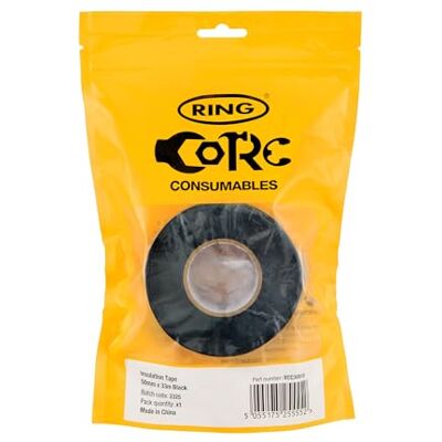 RING PVC Insulation Tape 50 mm x 33 M, Black (1Pc) Black Flame Retardant PVC, 50 mm x 33M Roll, Supplied in a Re-Sealable Pack RING PVC Insulation Tape 50 mm x 33 M, Black (1Pc) Black Flame Retardant PVC, 50 mm x 33M Roll, Supplied in a Re-Sealable Pack