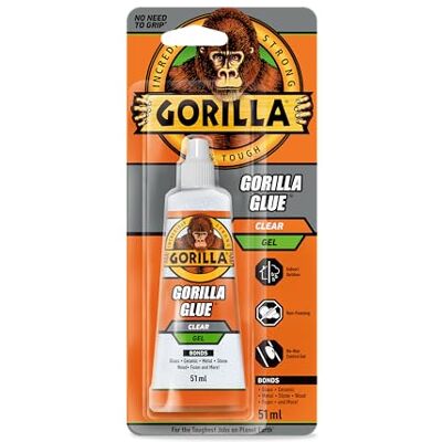 GORILLA Glue Clear Gel Non-Drip Control Gel Water Resistant Easy To Use Glue Ideal For Vertical Projects Incredibly Strong and Durable Non-Foaming, No Need To Clamp 51ml Tube GORILLA Glue Clear Gel Non-Drip Control Gel Water Resistant Easy To Use Glue Ideal For Vertical Projects Incredibly Strong and Durable Non-Foaming, No Need To Clamp 51ml Tube