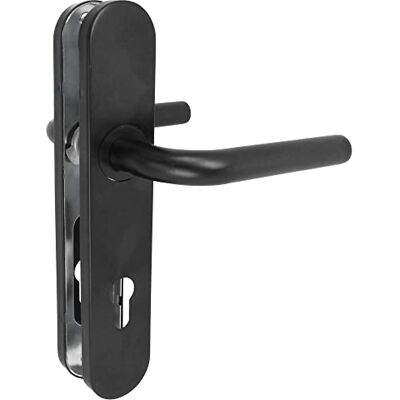 Amig Door Handle Set with Polypropylene Plate for Doors 245 x 45mm 8mm Square Pin Simple Design Ideal for Home or Office with Key Escutcheon Steel and Black Polypropylene Amig Door Handle Set with Polypropylene Plate for Doors 245 x 45mm 8mm Square Pin Simple Design Ideal for Home or Office with Key Escutcheon Steel and Black Polypropylene