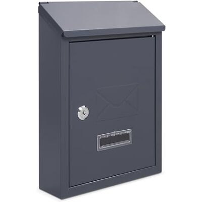 Assorted Collections Wall Mounted Post Box, Lockable Mailbox with 2 Keys, Weatherproof Letterbox, Easy To Install 21x30x7cm (Grey) Assorted Collections Wall Mounted Post Box, Lockable Mailbox with 2 Keys, Weatherproof Letterbox, Easy To Install 21x30x7cm (Grey)
