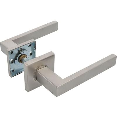 Amig Set of Handles with Internal Rosette for Doors Mod. Suki 54 x 54 mm Square 8 mm Elegant and Simple Design Stainless Steel Silver Matt Amig Set of Handles with Internal Rosette for Doors Mod. Suki 54 x 54 mm Square 8 mm Elegant and Simple Design Stainless Steel Silver Matt