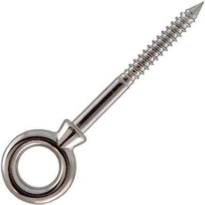 dely trade Pack of 2 Eye Bolts with Wood Thread 10 x 100 Stainless Steel A4 dely trade Pack of 2 Eye Bolts with Wood Thread 10 x 100 Stainless Steel A4