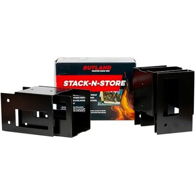 RUTLAND PRODUCTS Stack 'N Store, 4 Brackets, Metal, Black, 10.79 x 22.07 x 15.24 cm RUTLAND PRODUCTS Stack 'N Store, 4 Brackets, Metal, Black, 10.79 x 22.07 x 15.24 cm