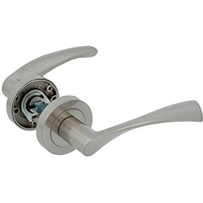 Amig Set of Zamak Rosette Door Handles ISHI RX Model Diameter 52 mm 8 mm Square Elegant and Simple Design Brushed Nickel Aluminium, Plateado Amig Set of Zamak Rosette Door Handles ISHI RX Model Diameter 52 mm 8 mm Square Elegant and Simple Design Brushed Nickel Aluminium, Plateado
