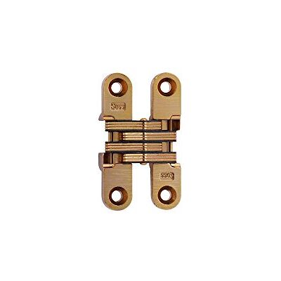 SOSS 204CUS4 Model #204 Mortise Mount Invisible Hinges with 4 Holes, Zinc, Satin Brass Finish, 2-3/8" Leaf Height, 1/2" Leaf Width, 23/32" Leaf Thickness, 7 x 1-1/4" Screw Size (1 Pair) SOSS 204CUS4 Model #204 Mortise Mount Invisible Hinges with 4 Holes, Zinc, Satin Brass Finish, 2-3/8" Leaf Height, 1/2" Leaf Width, 23/32" Leaf Thickness, 7 x 1-1/4" Screw Size (1 Pair)