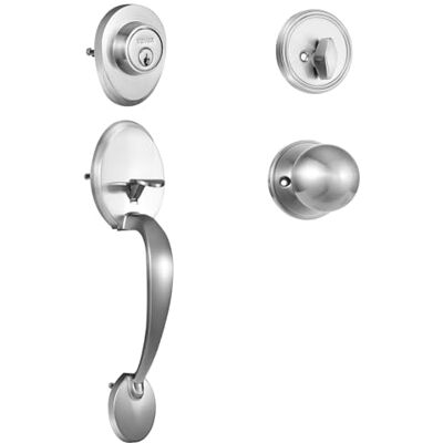 VEVOR Front Door Handle and Deadbolt Set, Satin Nickel Front Door Lock Set with Interior Knob, Adjustable Hole Spacing Single Cylinder Handleset, for Right and Left Handed Entrance and Front Door VEVOR Front Door Handle and Deadbolt Set, Satin Nickel Front Door Lock Set with Interior Knob, Adjustable Hole Spacing Single Cylinder Handleset, for Right and Left Handed Entrance and Front Door