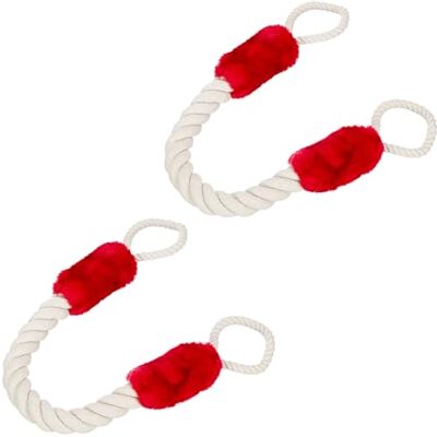 Relaxdays Rope Door Stoppers, Set of 2, 60 cm Long, Handle Blocker, Protection for Kids & Pets, Maritime, Cream/Red, Cotton Relaxdays Rope Door Stoppers, Set of 2, 60 cm Long, Handle Blocker, Protection for Kids & Pets, Maritime, Cream/Red, Cotton