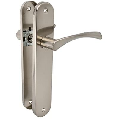 Amig Set of Handles with Steel Plate for Doors ISHI PB 240 x 45 mm 8 mm Square Elegant and Simple Design No Key Brushed Nickel Aluminium Amig Set of Handles with Steel Plate for Doors ISHI PB 240 x 45 mm 8 mm Square Elegant and Simple Design No Key Brushed Nickel Aluminium