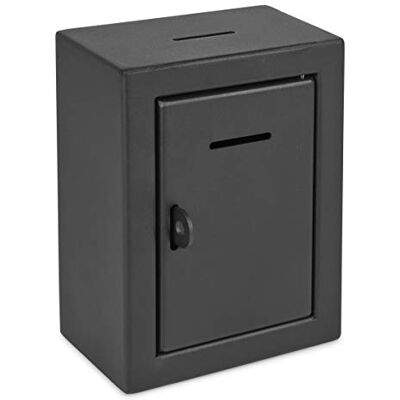 My Charity Boxes Classic Black Metal Box Donation Box Comment Box Secure Collection Box Ballot Box Ticket Box Easy Wall Mounting, Lock with Padlock (Not Included) My Charity Boxes Classic Black Metal Box Donation Box Comment Box Secure Collection Box Ballot Box Ticket Box Easy Wall Mounting, Lock with Padlock (Not Included)