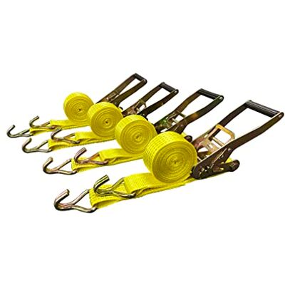 MJM Cargo 4 Pack 2" x15' Ratchet Strap Tie Down 5000 Lbs J Hook MJM Cargo 4 Pack 2" x15' Ratchet Strap Tie Down 5000 Lbs J Hook