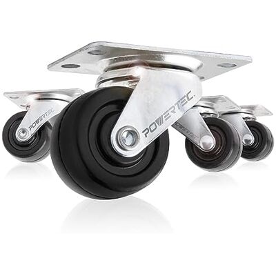 POWERTEC 1-1/2 Inch Swivel Caster Wheels Set of 4 with 160 lbs Loads, Heavy Duty Plate Casters, Rubber Castor Wheels for Furniture, Cart, Dolly and Workbenches (17209V) POWERTEC 1-1/2 Inch Swivel Caster Wheels Set of 4 with 160 lbs Loads, Heavy Duty Plate Casters, Rubber Castor Wheels for Furniture, Cart, Dolly and Workbenches (17209V)