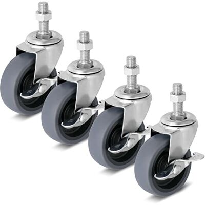 Moogiitools Caster Wheels 3 inch Locking Stem Casters, 1/2" -13 x 1-1/2" (Stem Diameter 1/2", Stem Length 1-1/2") Threaded Stem Casters Swivel Casters Set of 4 Heavy Duty Castors Gray Moogiitools Caster Wheels 3 inch Locking Stem Casters, 1/2" -13 x 1-1/2" (Stem Diameter 1/2", Stem Length 1-1/2") Threaded Stem Casters Swivel Casters Set of 4 Heavy Duty Castors Gray