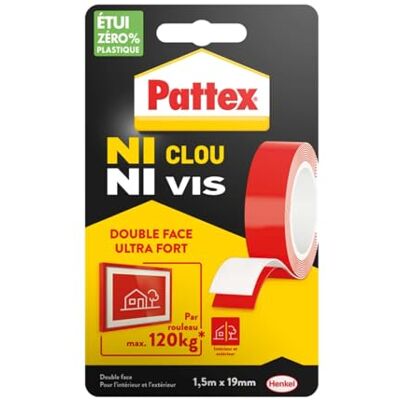 Pattex Ni Clou Ni Vis Fixing adhesive, 120 kg, 19 mm x 1.5 m Pattex Ni Clou Ni Vis Fixing adhesive, 120 kg, 19 mm x 1.5 m