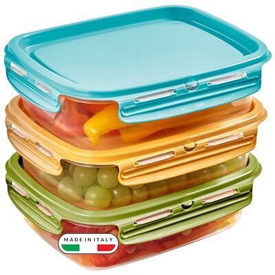 Snips , Lock MIXCOLOR, Set of 3 Food Containers, 3 x 1,4 LT, Rectangular, 23,5 x 18,5 x 11 cm, Made in Italy Snips , Lock MIXCOLOR, Set of 3 Food Containers, 3 x 1,4 LT, Rectangular, 23,5 x 18,5 x 11 cm, Made in Italy