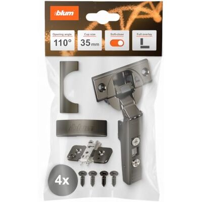 Blum 4X Clip top OTION Cabinet Hinge 35mm Full Overlay Onyx Black Blum 4X Clip top OTION Cabinet Hinge 35mm Full Overlay Onyx Black