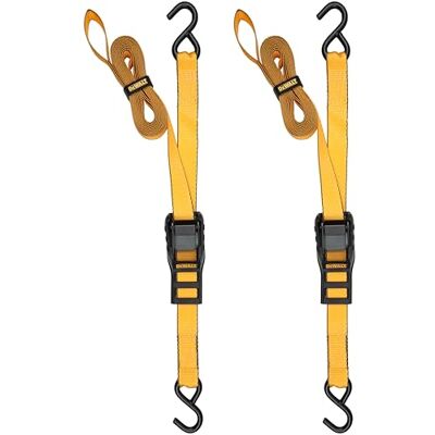 DeWalt DXBC90043 Black/Yellow 1.25” x 14’ Cam-Buckle Straps 670 LBS Safe Working Load / 2,000 LBS Break Strength, 2 Pack DeWalt DXBC90043 Black/Yellow 1.25” x 14’ Cam-Buckle Straps 670 LBS Safe Working Load / 2,000 LBS Break Strength, 2 Pack
