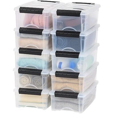 IRIS USA 6 Qt Stackable Plastic Storage Bins with Lids, 10 Pack BPA-Free, Made in USA See-Through Organizing Solution, Latches, Durable Nestable Containers, Secure Pull Handle Clear IRIS USA 6 Qt Stackable Plastic Storage Bins with Lids, 10 Pack BPA-Free, Made in USA See-Through Organizing Solution, Latches, Durable Nestable Containers, Secure Pull Handle Clear