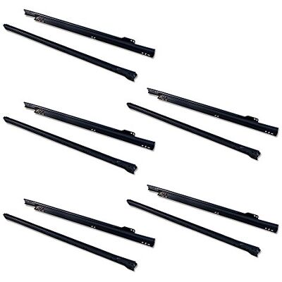 Emuca Drawer runners 550mm (21,6 inch) with partial extension in black colour, set of 5 sliders for drawer Emuca Drawer runners 550mm (21,6 inch) with partial extension in black colour, set of 5 sliders for drawer